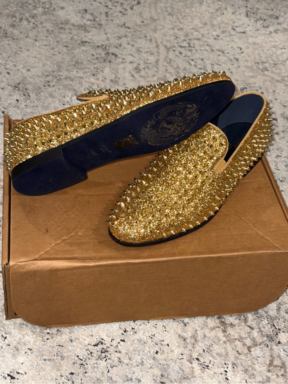 Gold Spike Embellished Men’s Dress Shoes